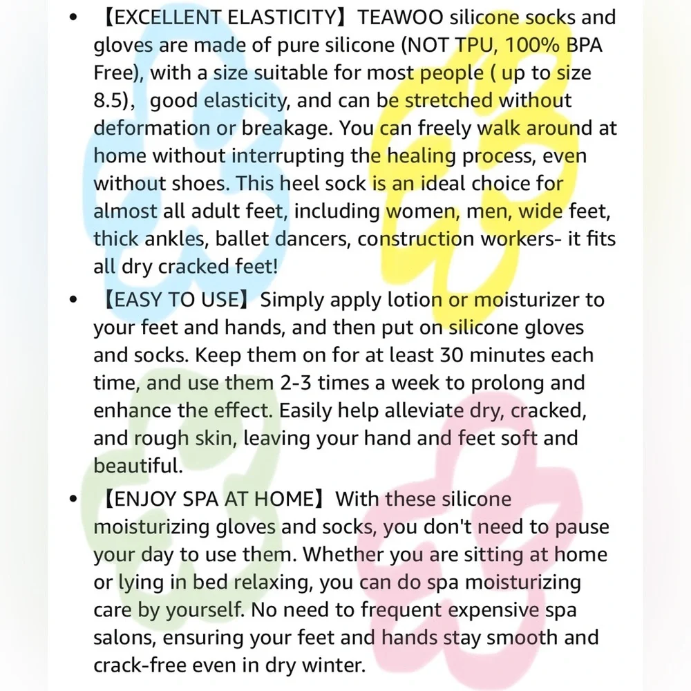 Unisex Silicone Socks & Gloves for Dry Cracked Skin (Socks Fits Up to Size 8.5)